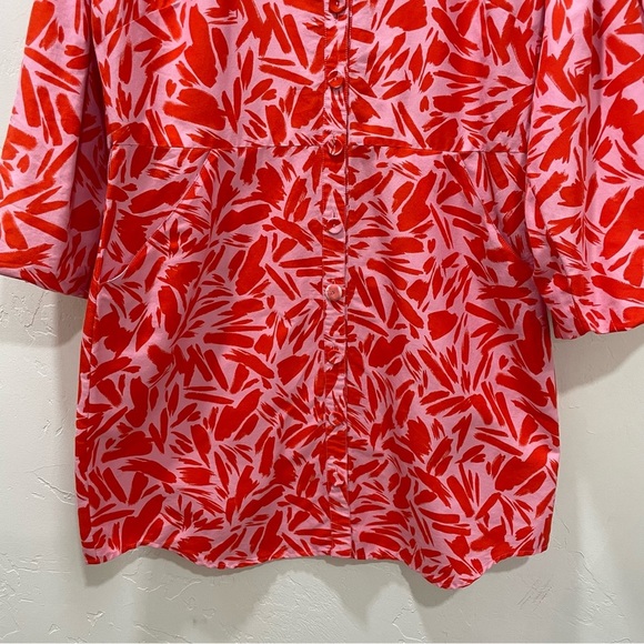 Veronica Beard Samy Silk Exaggerated Statement Puff Sleeve Shirt Dress Size 14 - Picture 10 of 16